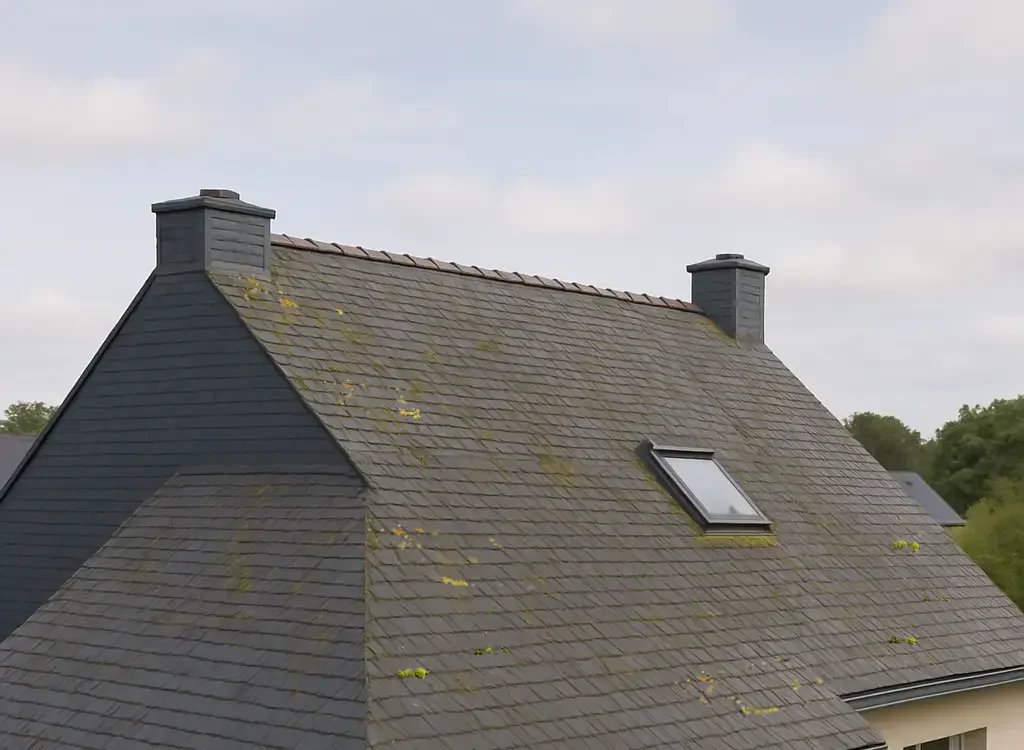 démoussage de toiture avant